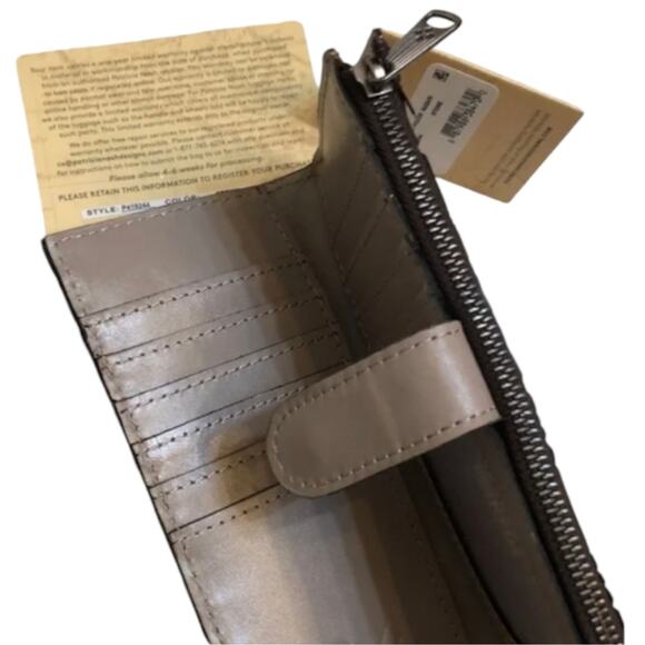 Patricia Nash Nazari Burnished Tooled Bifold Leather Wallet Color Stone‎ NWT - Picture 2 of 8